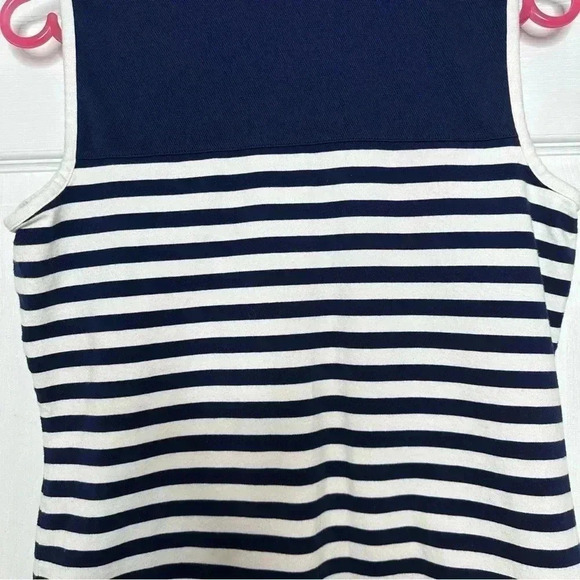 Izod Polo Shirt Sleeveless Collared Striped Blue & White Size Medium - Picture 15 of 16